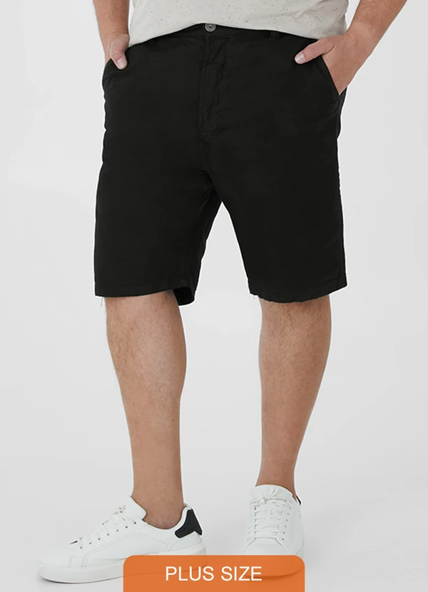 Malwee - Bermuda Slim em Sarja Plus Preto