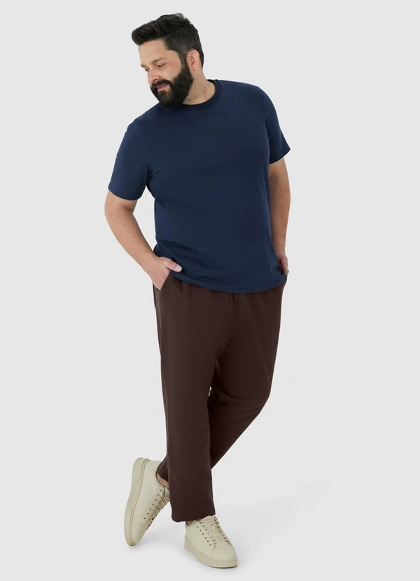 Malwee - Calça Reta em Moletom Plus Marrom 3