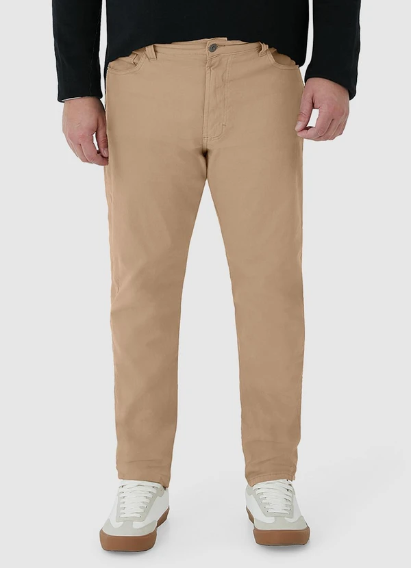 Malwee - Calça Skinny em Sarja Plus Bege