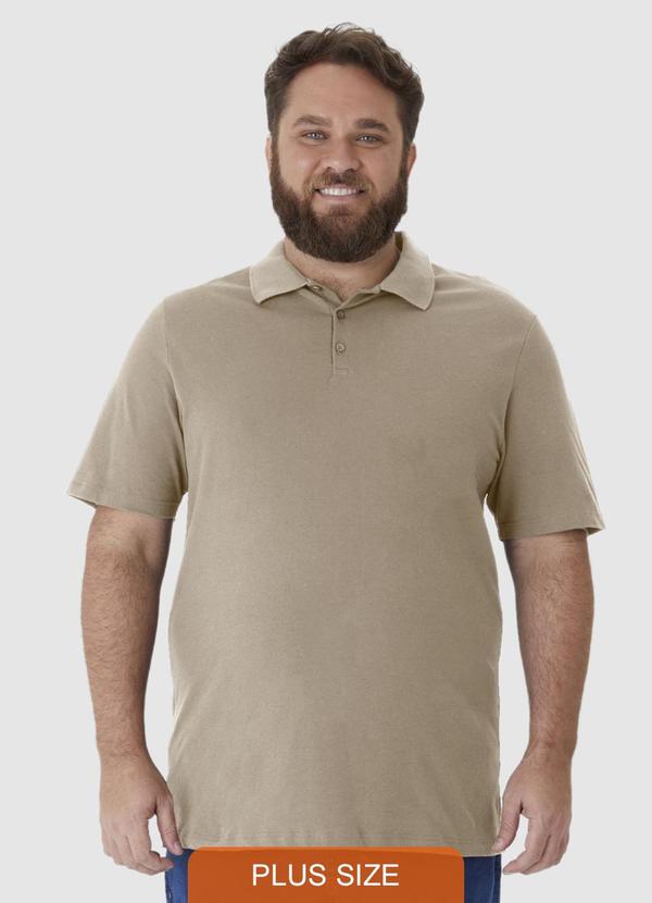 Malwee - Camisa Polo em Piquet Stretch Plus Bege