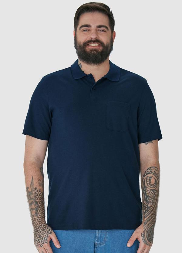 Malwee - Camisa Polo Tradicional em Piquet Azul