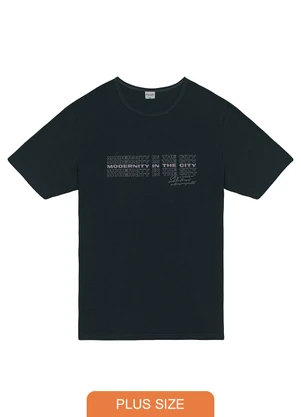 Malwee - Camiseta Modernity In The City em Malha Preto - MALWEE