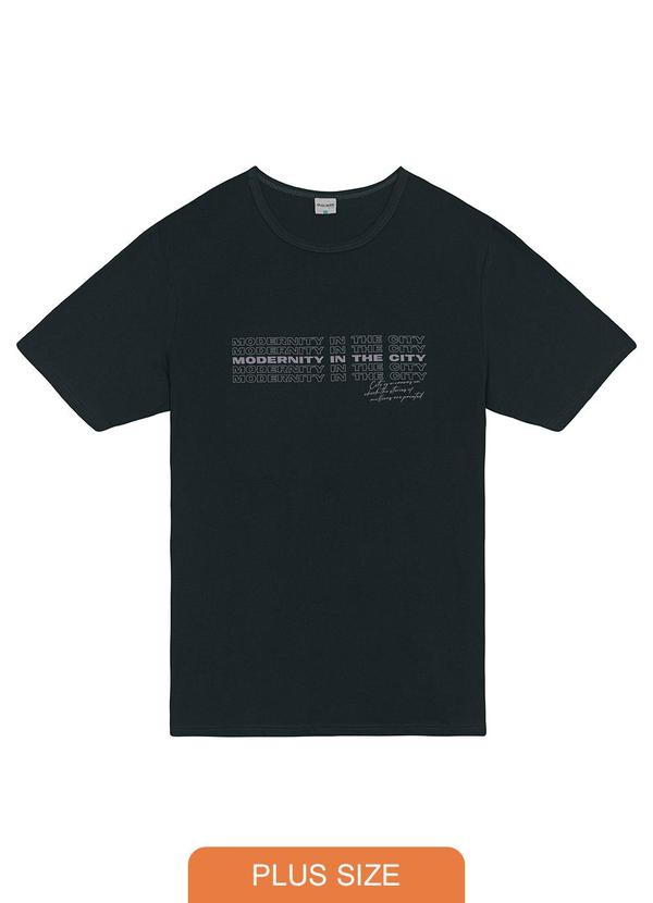 Malwee - Camiseta Modernity In The City em Malha Preto