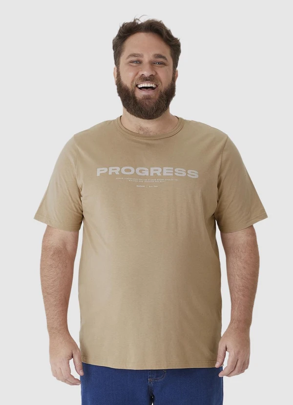 Malwee - Camiseta Progress Masculina Plus Bege