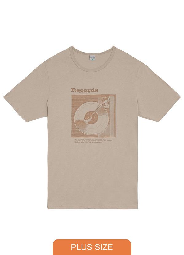 Malwee - Camiseta Records em Malha Plus Bege