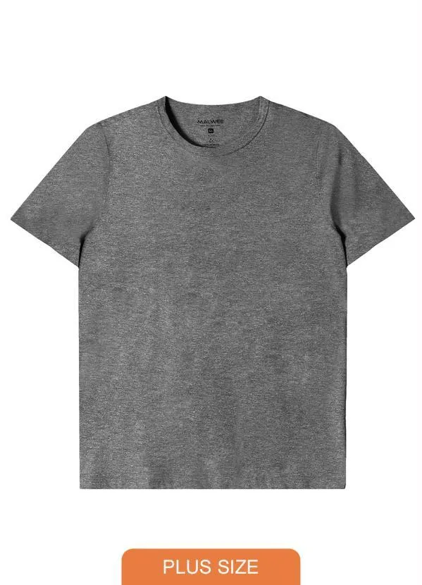 Malwee Plus - Camiseta Tradicional Plus Size Masculina Cinza