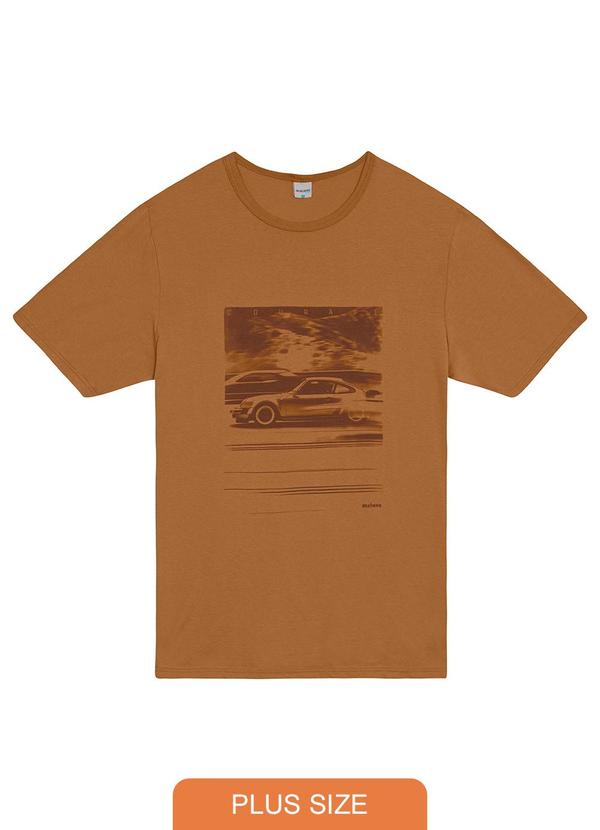 Malwee - Camiseta Vintage em Malha Plus Marrom