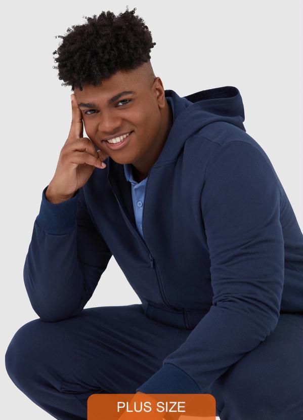 Malwee Plus - Jaqueta Moletom Plus Size Masculina Azul