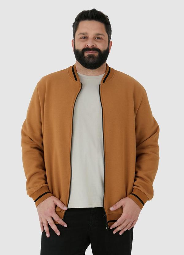 Malwee - Jaqueta Bomber em Moletom Plus Marrom