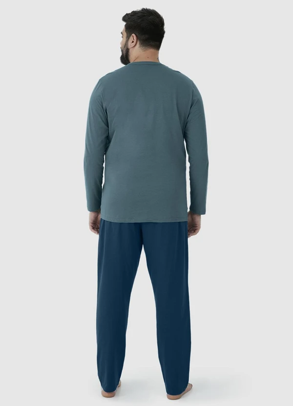 Malwee - Pijama Longo com Bordado Plus Azul 2