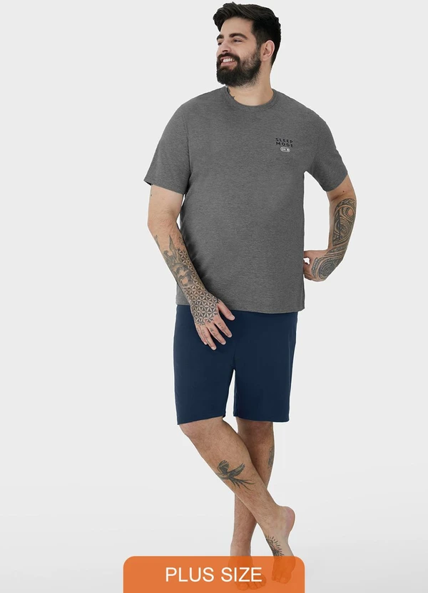 Malwee - Pijama Sleep Mode em Malha Plus Cinza