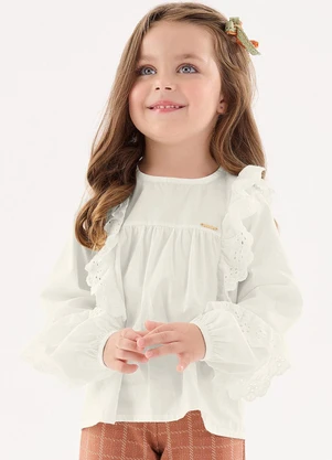 Up Baby - Bata em Tricoline para Menina Off White - UP BABY