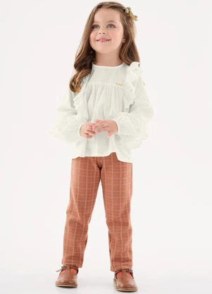 Up Baby - Bata em Tricoline para Menina Off White - UP BABY