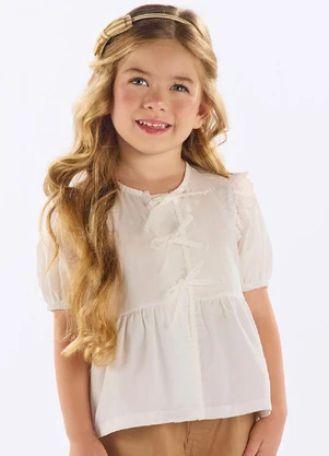 Up Baby - Bata Infantil Finina Algodão Bege - UP BABY