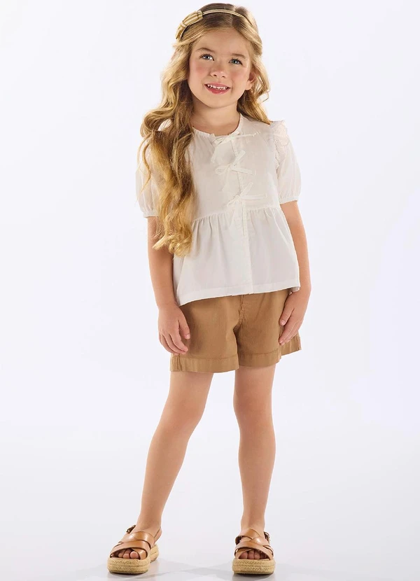 Up Baby - Bata Infantil Finina Algodão Bege 2