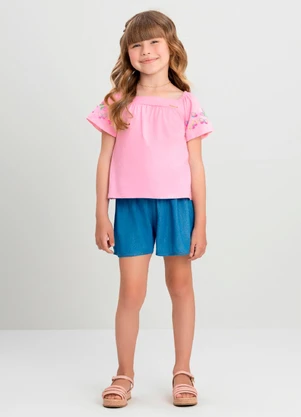 Bata Infantil para Menina em Cotton Quimby Rosa - QUIMBY
