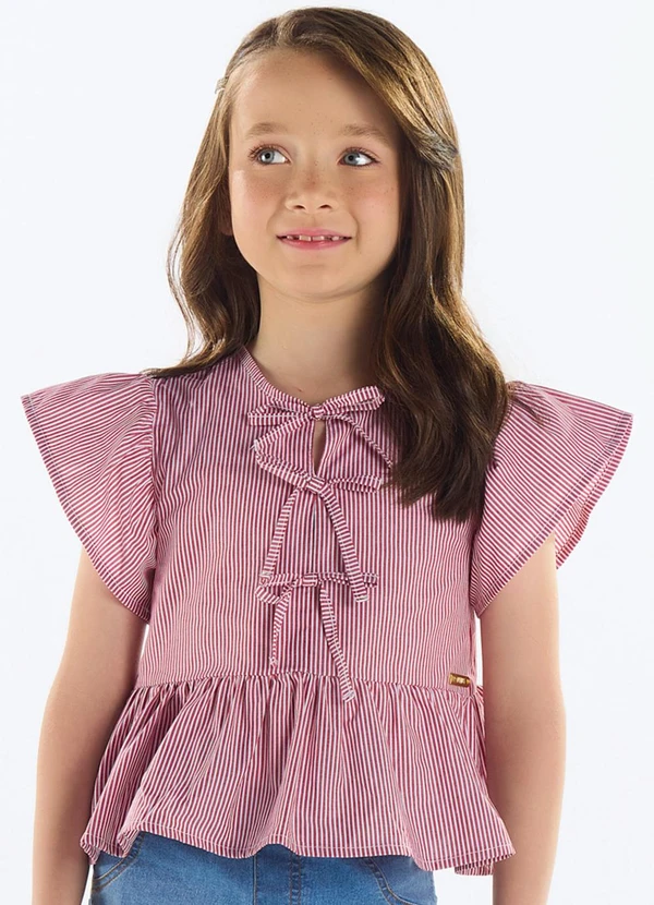 Quimby - Bata Listrada Menina Vermelho