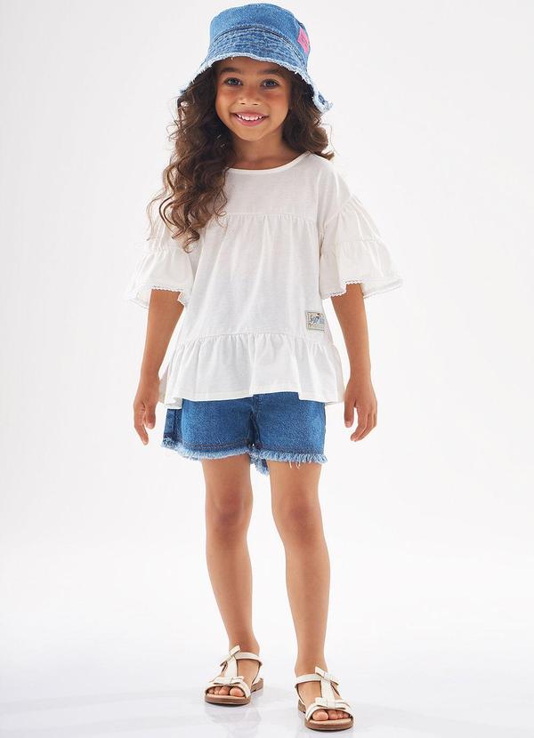 Up Baby - Bata Manga Curta Menina Off White