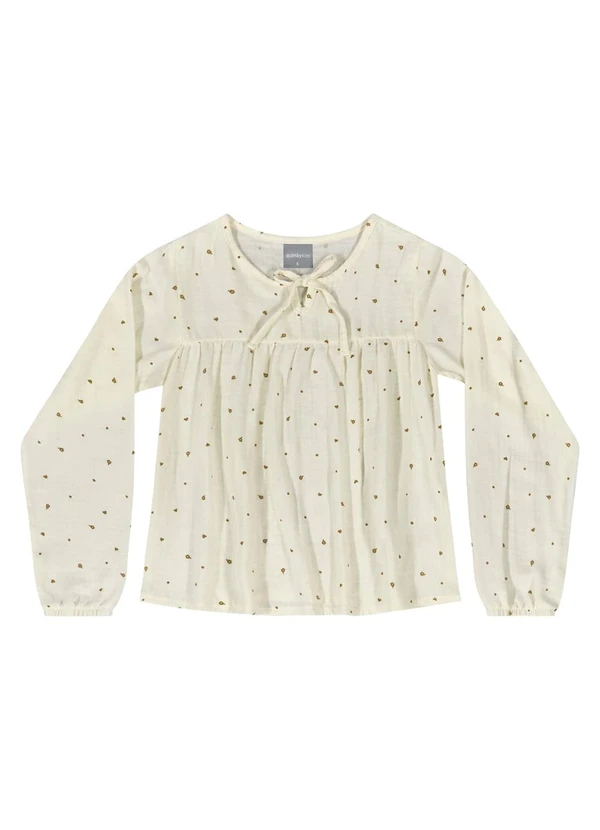 Quimby - Bata Manga Longa para Menina Bege 3