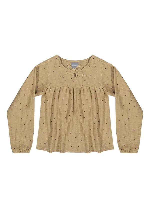 Quimby - Bata Manga Longa para Menina Marrom 3