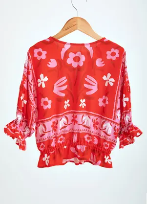 Fábula - Bata Rosa Tecido Plano Vermelha - FÁBULA