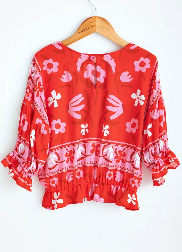 Fábula - Bata Rosa Tecido Plano Vermelha 2