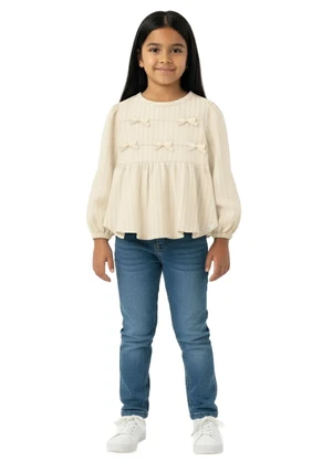 Carinhoso - Blusa Bata com Laços Off White - CARINHOSO