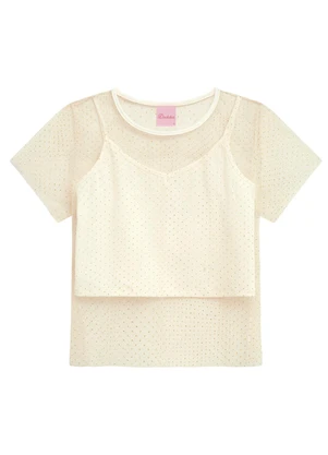 Duduka - Blusa Infantil Menina Bege - DUDUKA