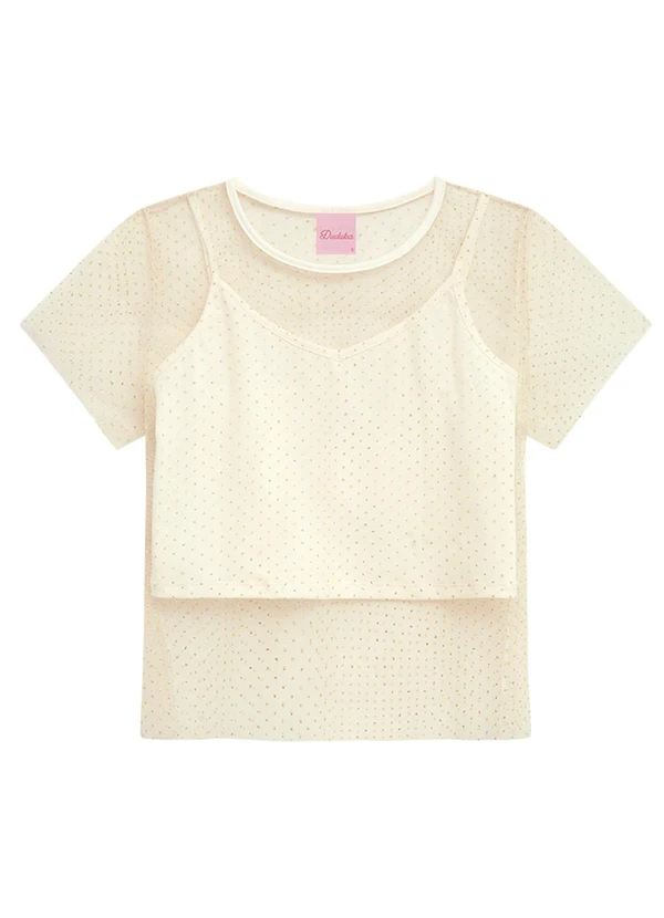 Duduka - Blusa Infantil Menina Bege