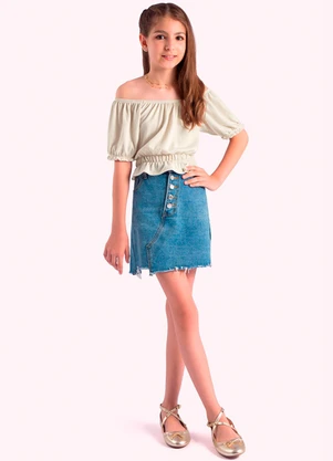 Duduka - Blusa Infantil Menina Bege - DUDUKA