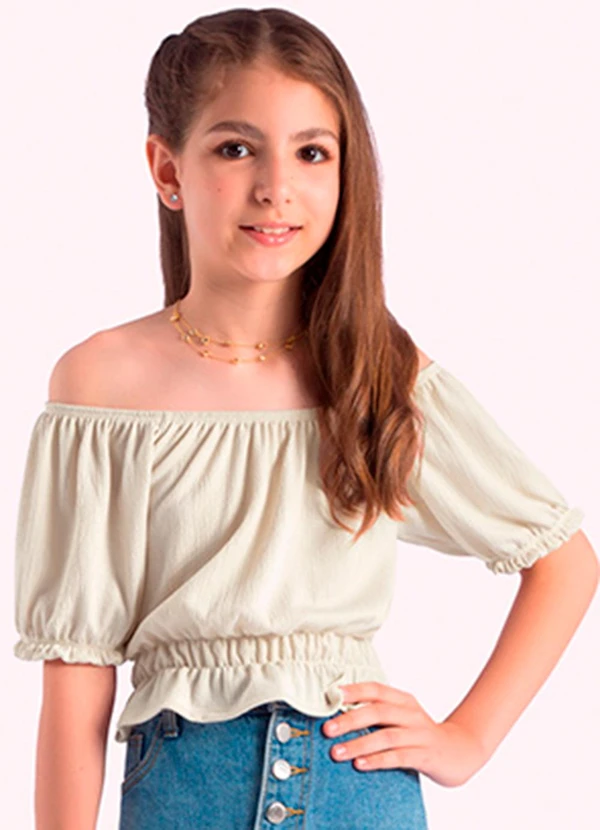 Duduka - Blusa Infantil Menina Bege