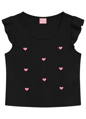 Duduka - Blusa Infantil Menina Preto - DUDUKA