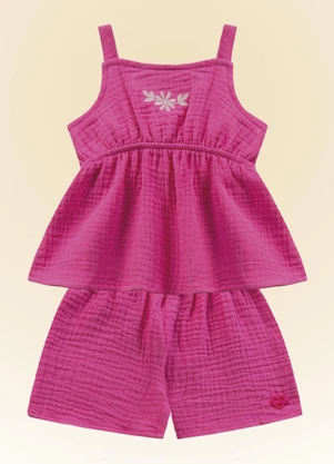 Fakini Kids - Conjunto Bata/Short Rosa - FAKINI KIDS