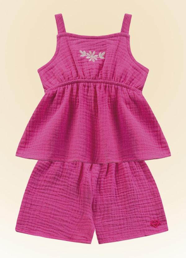 Fakini Kids - Conjunto Bata/Short Rosa