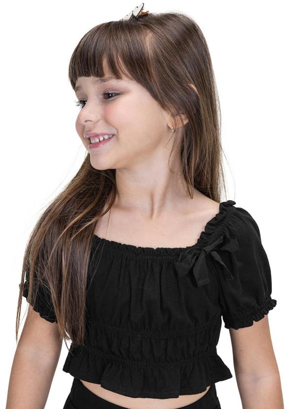 Trick Nick - Blusa Ciganinha Cropped Infantil Preto