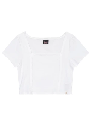 Blusa Cropped Básica para Menina Gloss Branco - GLOSS