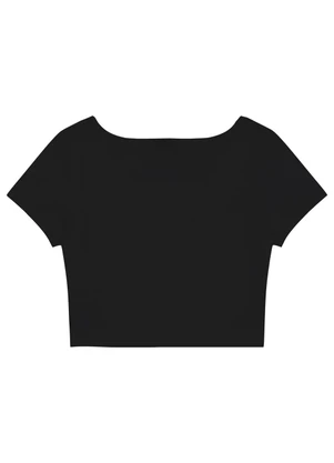 Blusa Cropped Básica para Menina Gloss Preto - GLOSS