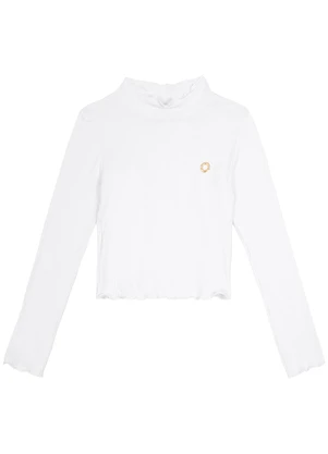 Carinhoso - Blusa Cropped Canelada Menina Branco - CARINHOSO