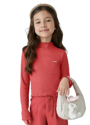 Carinhoso - Blusa Cropped Canelada Menina Laranja - CARINHOSO