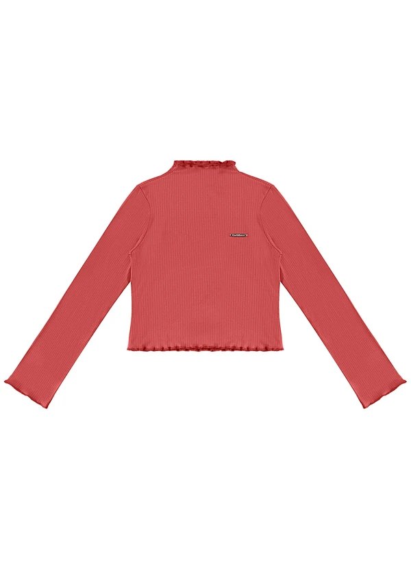 Carinhoso - Blusa Cropped Canelada Menina Laranja 3