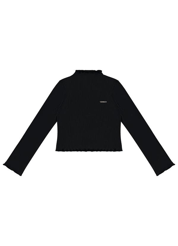Carinhoso - Blusa Cropped Canelada Menina Preto