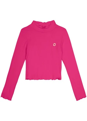 Carinhoso - Blusa Cropped Canelada Menina Rosa - CARINHOSO