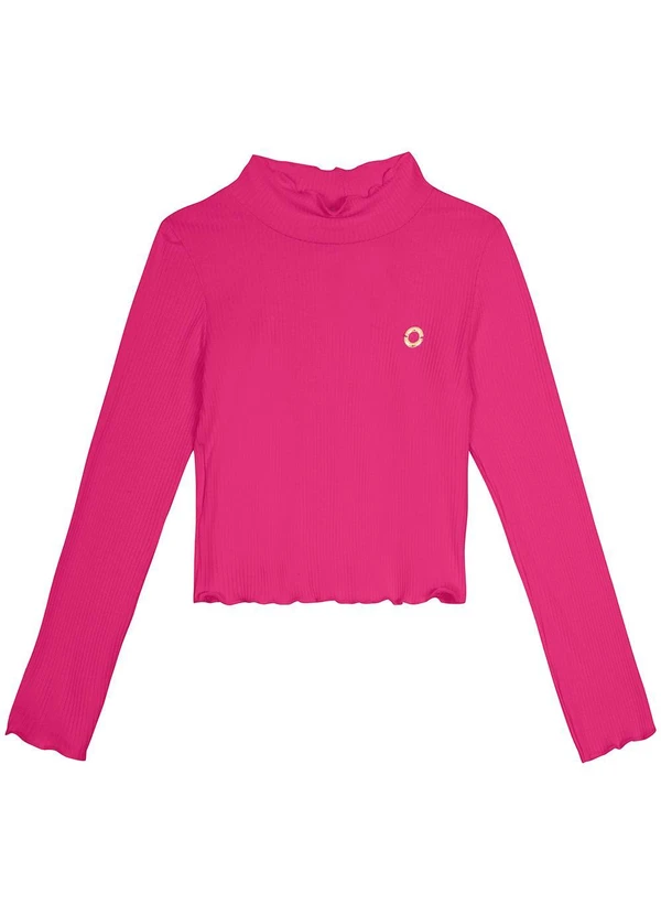 Carinhoso - Blusa Cropped Canelada Menina Rosa