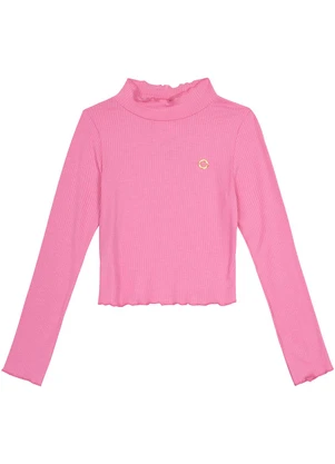 Carinhoso - Blusa Cropped Canelada Menina Rosa - CARINHOSO