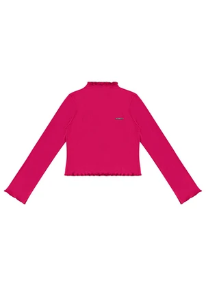 Carinhoso - Blusa Cropped Canelada Menina Rosa - CARINHOSO