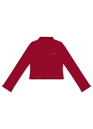 Carinhoso - Blusa Cropped Canelada Menina Vermelho - CARINHOSO