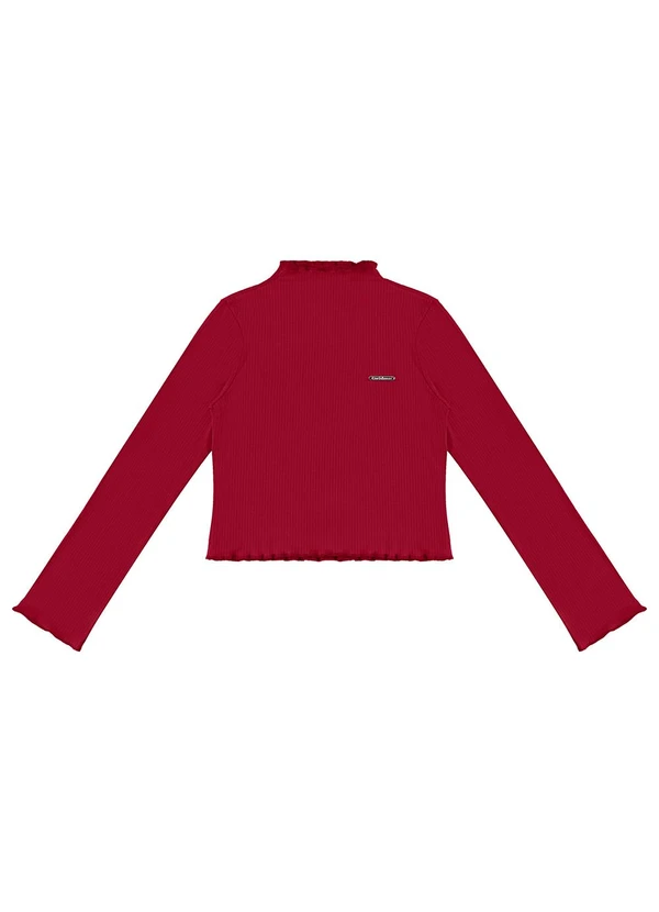 Carinhoso - Blusa Cropped Canelada Menina Vermelho