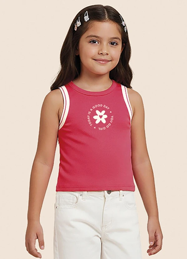 Malwee Kids - Blusa Cropped Canelada Today Is a Good Day Rosa