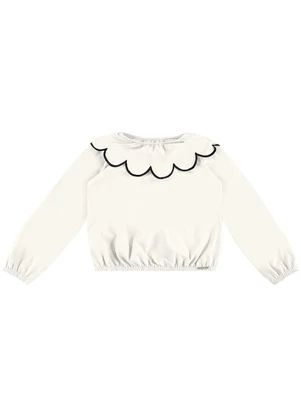 Carinhoso - Blusa Cropped com Bordado Menina Bege - CARINHOSO