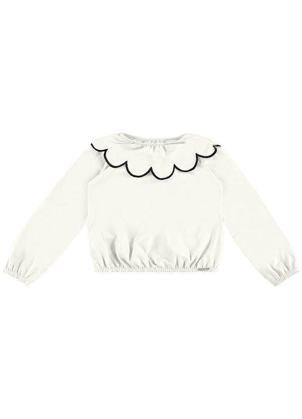 Carinhoso - Blusa Cropped com Bordado Menina Bege